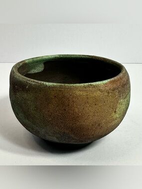 Small Raku Pottery Vase Bowl Votive 3.25x2.25" Art Pottery Signed "M" Mexico